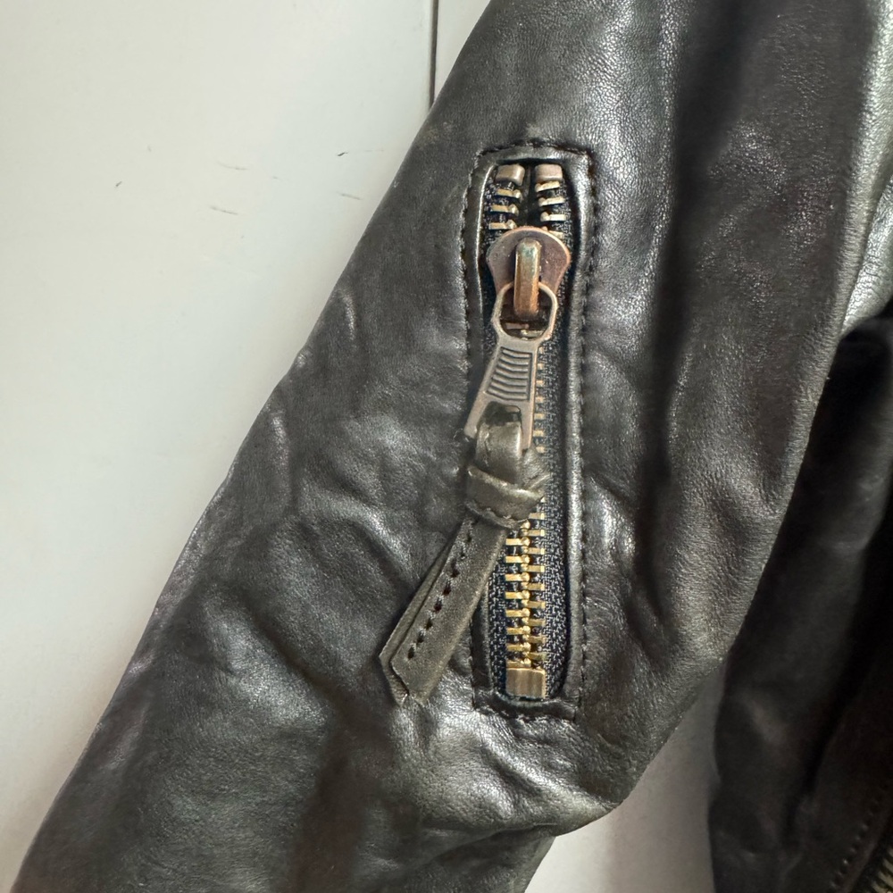 Diesel Distressed Black Leather Jacket for Women - Picture 4 of 7